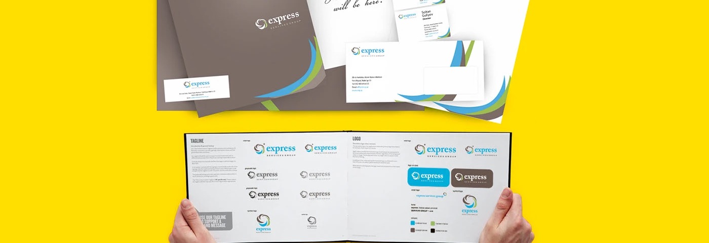 Express Services Group stationery and brand guidelines book
